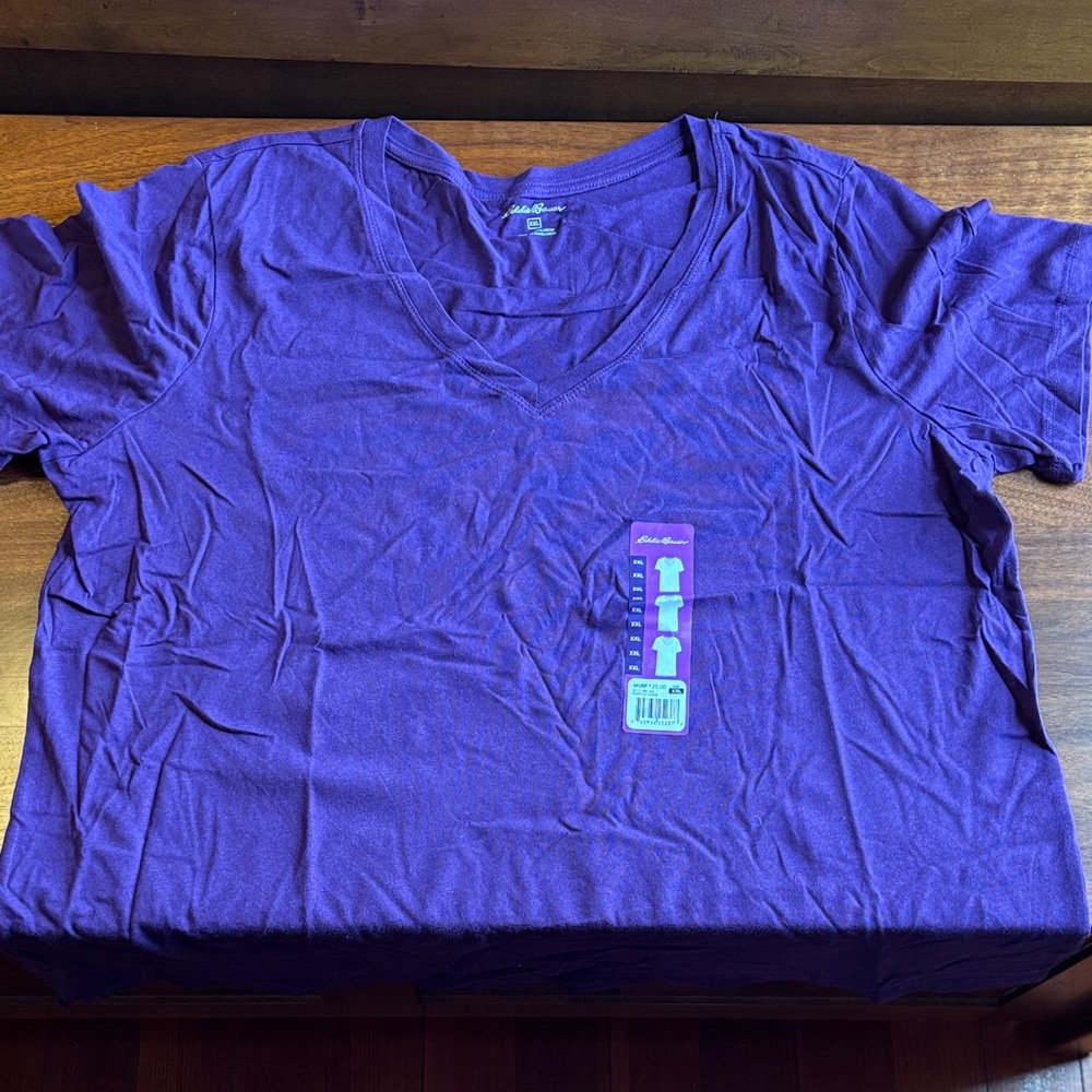 Eddie Bauer Purple Short Sleeve V-Neck Tee